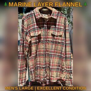 Marine Layer Men’s L Multicolor Plaid Flannel Shirt – Excellent Condition